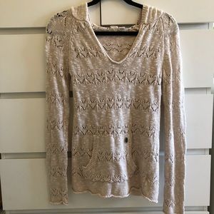 Roxy Cream Crochet Hooded Sweater Hoodie